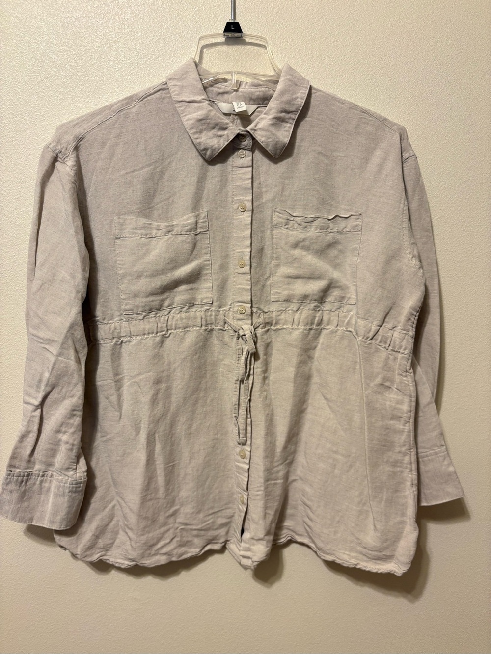 H&M Mama Lightweight Button-Up Shirt  in Light Tan